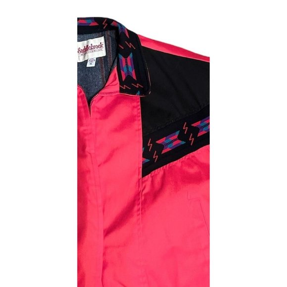 Vintage Saddlebrook Wool Blanket Lined Western Aztec Coat Red XL - Picture 6 of 7